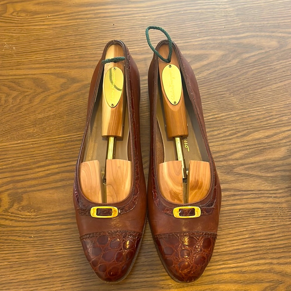 Ferragamo Flats Burgundy Patent Leather Shoe